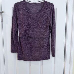 Ladies Size Small Bearsland Heathered Purple Long Knit Sleeve Top GUC